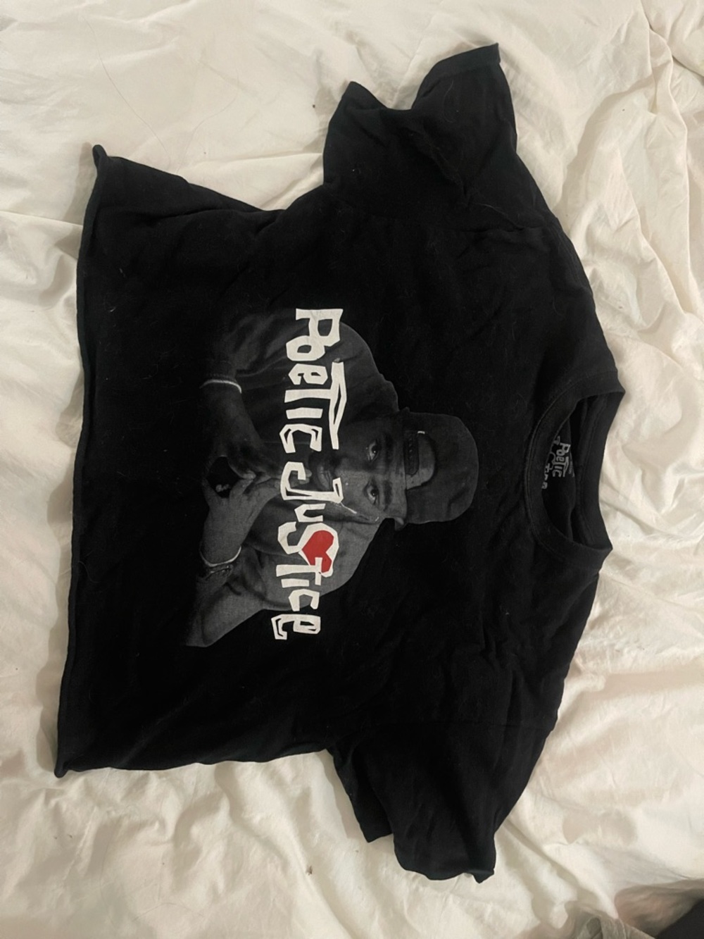 Black Graphic 'Poetic Justice' Tee with Red Accent